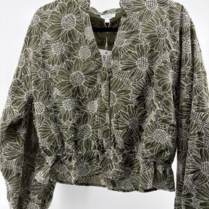 Lovelo‎ Olive Embroidered Crop Top Women's Size Large, NWT
